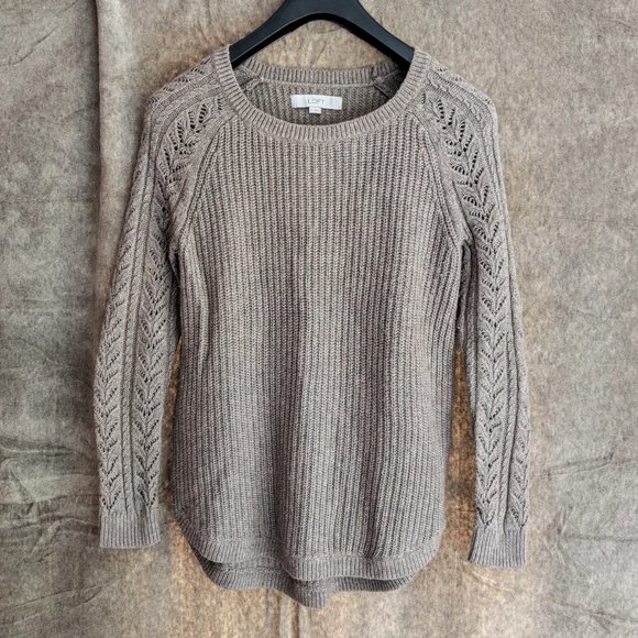 LOFT Sweaters - Loft Beige Rib Knit Pullover Sweater
